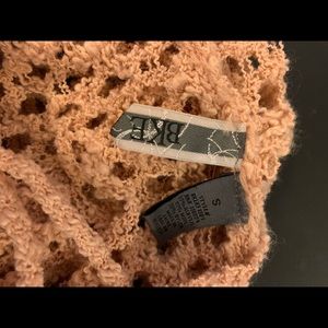 PALE PINK UNIQUE KNIT SWEATER WITH FRINGE